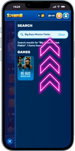 Find Big Bass Mission Fishin in the casino slots lobby